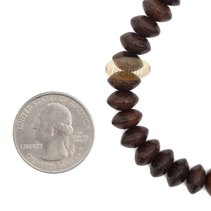 Brown wooden tasbih bracelet with adjustable braided cord.
