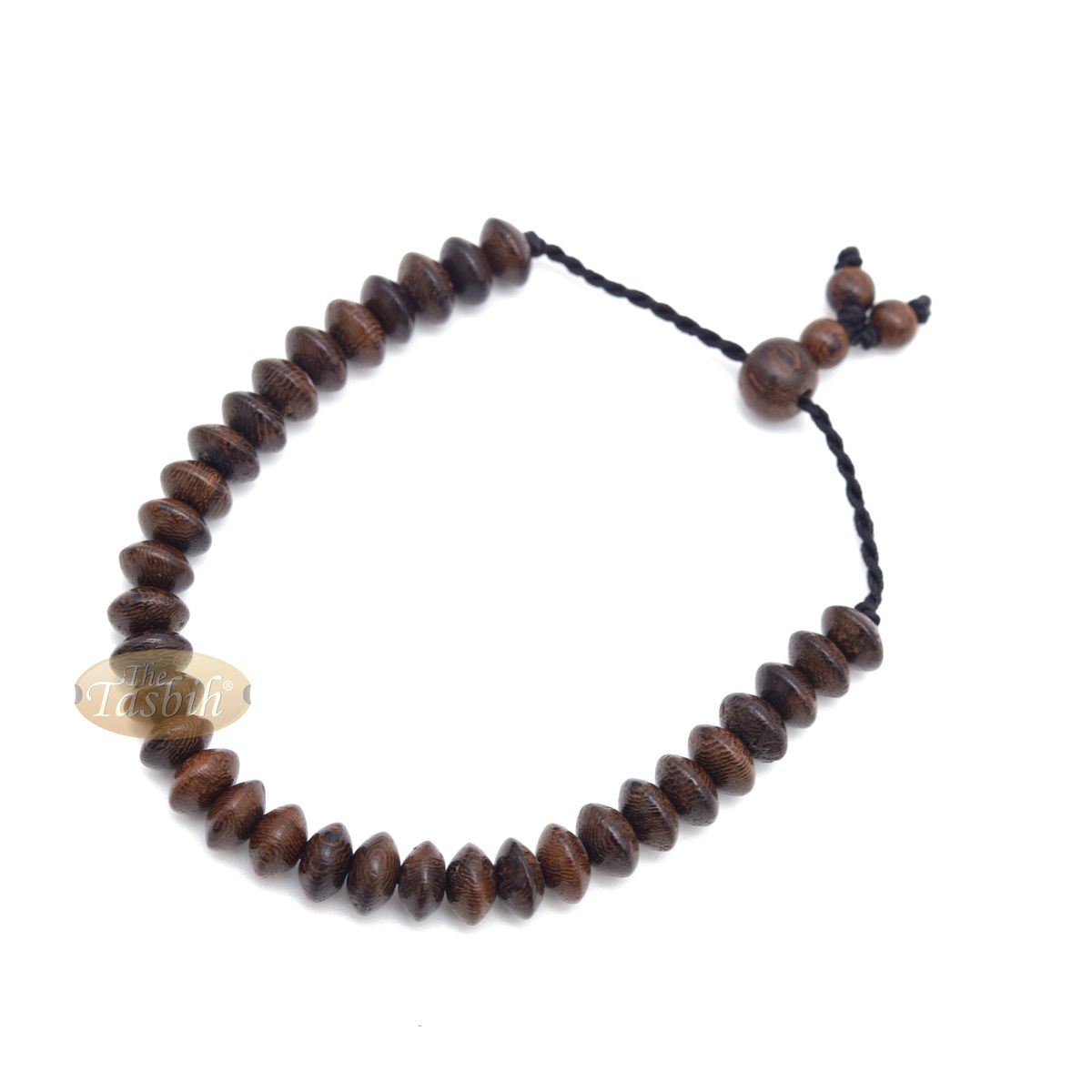 Handcrafted 9×6 mm Tamarind Wood 33-Beads Saucer-Shape Prayer Tasbih Bracelet