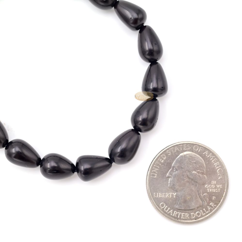 Small Black Kuka 16ct Adjustable Bracelet – Handcrafted 11mm Cone Genuine Natural Wood Color Shiny Seed Beads