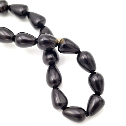 Small Black Kuka 16ct Adjustable Bracelet – Handcrafted 11mm Cone Genuine Natural Wood Color Shiny Seed Beads
