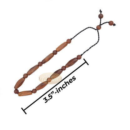 Brown Kuka 17ct Bracelet - Adjustable Handcrafted 6x18 mm Faceted Bar with 6 mm Round Genuine Natural Color Shiny Seed Beads in Gift Box