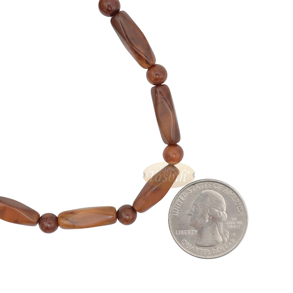 Brown Kuka 17ct Bracelet – Adjustable Handcrafted 6×18 mm Faceted Bar with 6 mm Round Genuine Natural Color Shiny Seed Beads in Gift Box