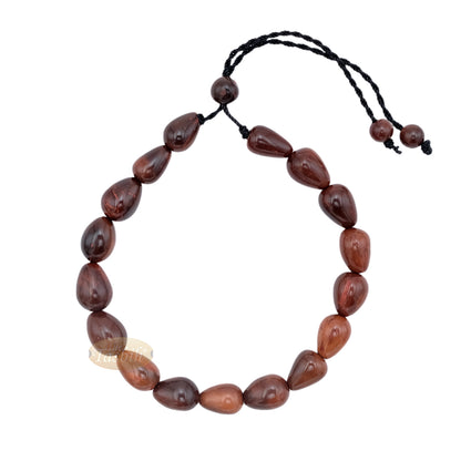 Small Kuka 17ct Adjustable Bracelet - Handcrafted 7x10m Cone Genuine Natural Brown Color Shiny Seed Beads