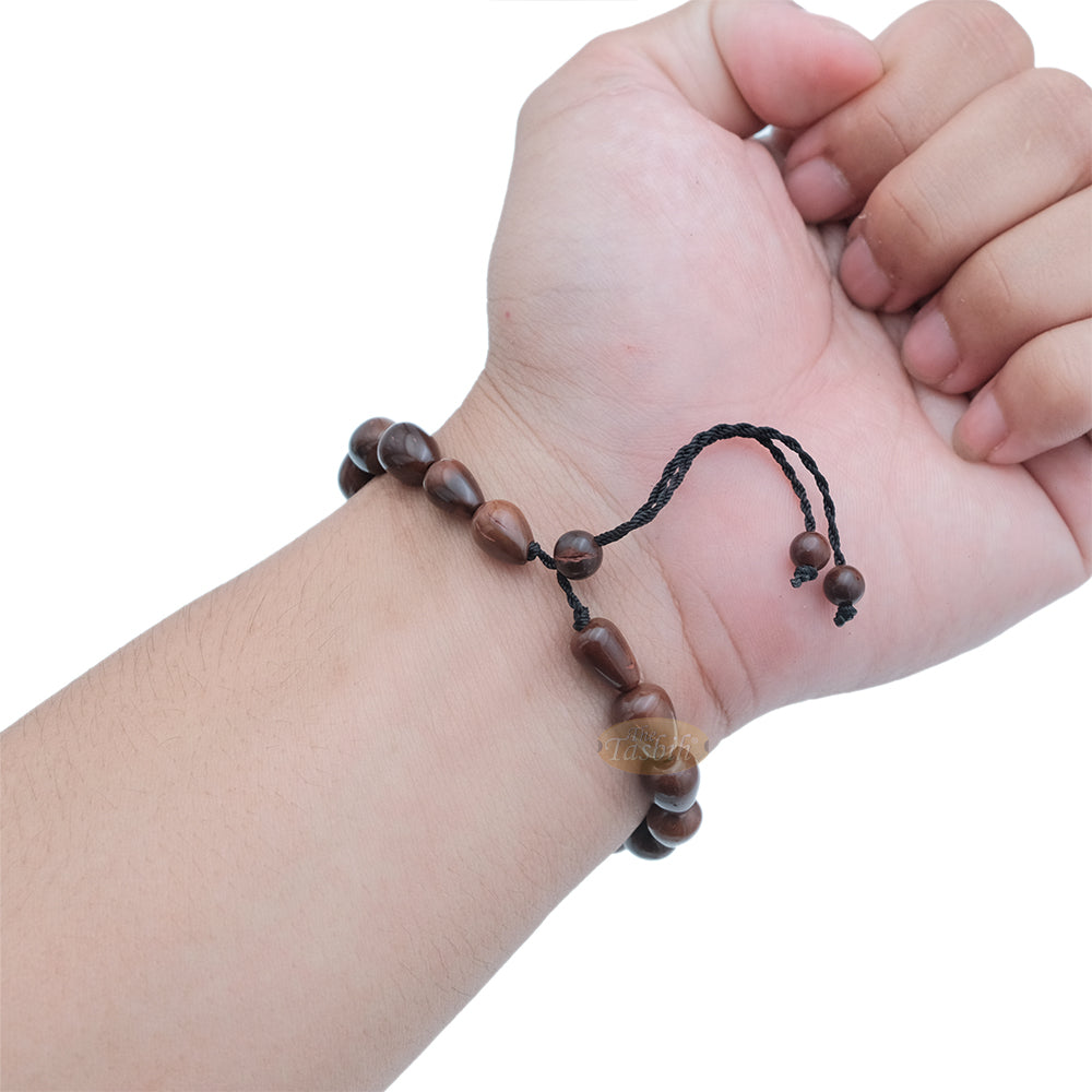 Small Kuka 17ct Adjustable Bracelet – Handcrafted 7x10m Cone Genuine Natural Brown Color Shiny Seed Beads in Gift Box