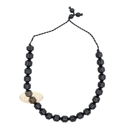 Black Kuka 33ct Tasbih Prayer Beads - Adjustable Handcrafted 7x8 mm Cylinder Genuine Natural Color Shiny Seed Rosary Beads in Gift Box