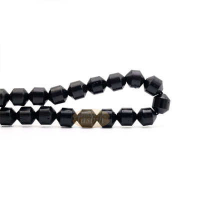 Black Kuka 33ct Tasbih Prayer Beads - Adjustable Handcrafted 7x8 mm Cylinder Genuine Natural Color Shiny Seed Rosary Beads in Gift Box