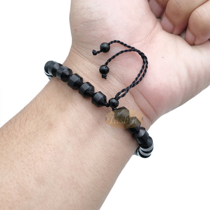 Black Kuka 33ct Tasbih Prayer Beads - Adjustable Handcrafted 7x8 mm Cylinder Genuine Natural Color Shiny Seed Rosary Beads in Gift Box