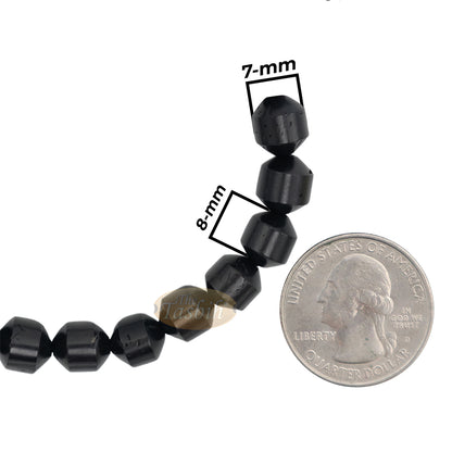 Black Kuka 33ct Tasbih Prayer Beads - Adjustable Handcrafted 7x8 mm Cylinder Genuine Natural Color Shiny Seed Rosary Beads in Gift Box