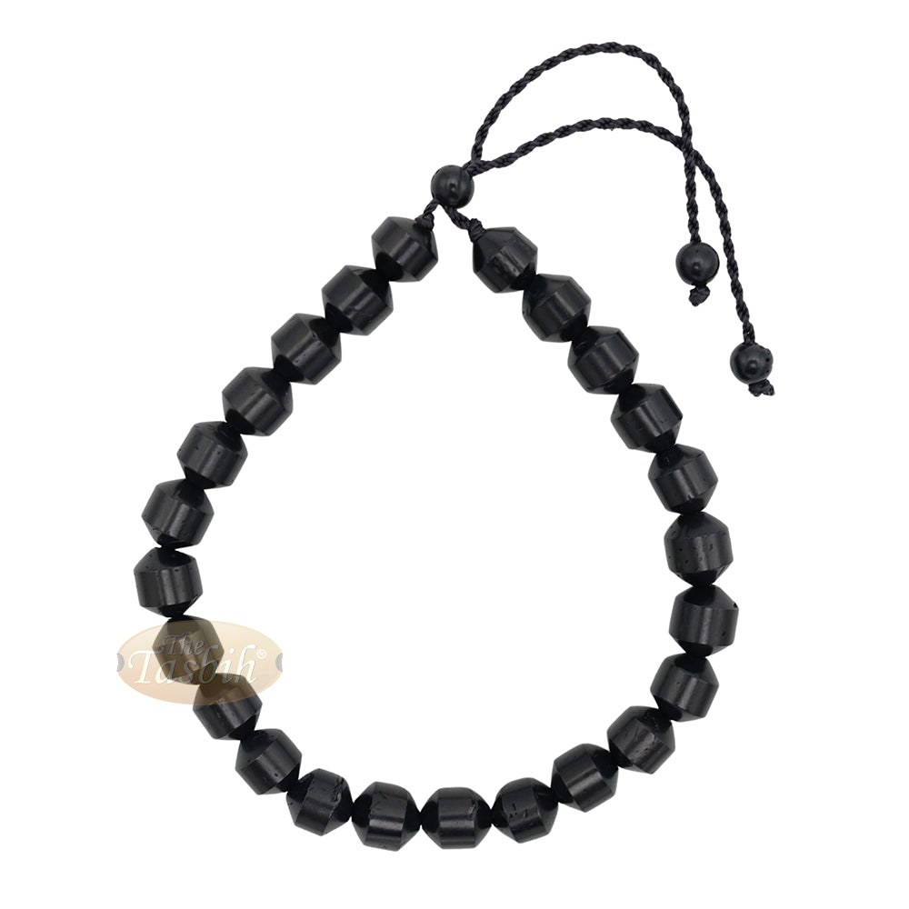 Black Kuka 33ct Tasbih Prayer Beads - Adjustable Handcrafted 7x8 mm Cylinder Genuine Natural Color Shiny Seed Rosary Beads in Gift Box