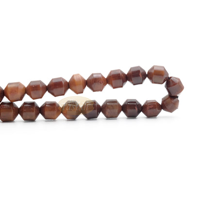 Brown Kuka 33ct Tasbih Prayer Beads - Adjustable Handcrafted 7x8 mm Cylinder Genuine Natural Color Shiny Seed Rosary Beads in Gift Box