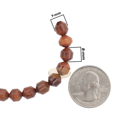 Brown Kuka 33ct Tasbih Prayer Beads - Adjustable Handcrafted 7x8 mm Cylinder Genuine Natural Color Shiny Seed Rosary Beads in Gift Box