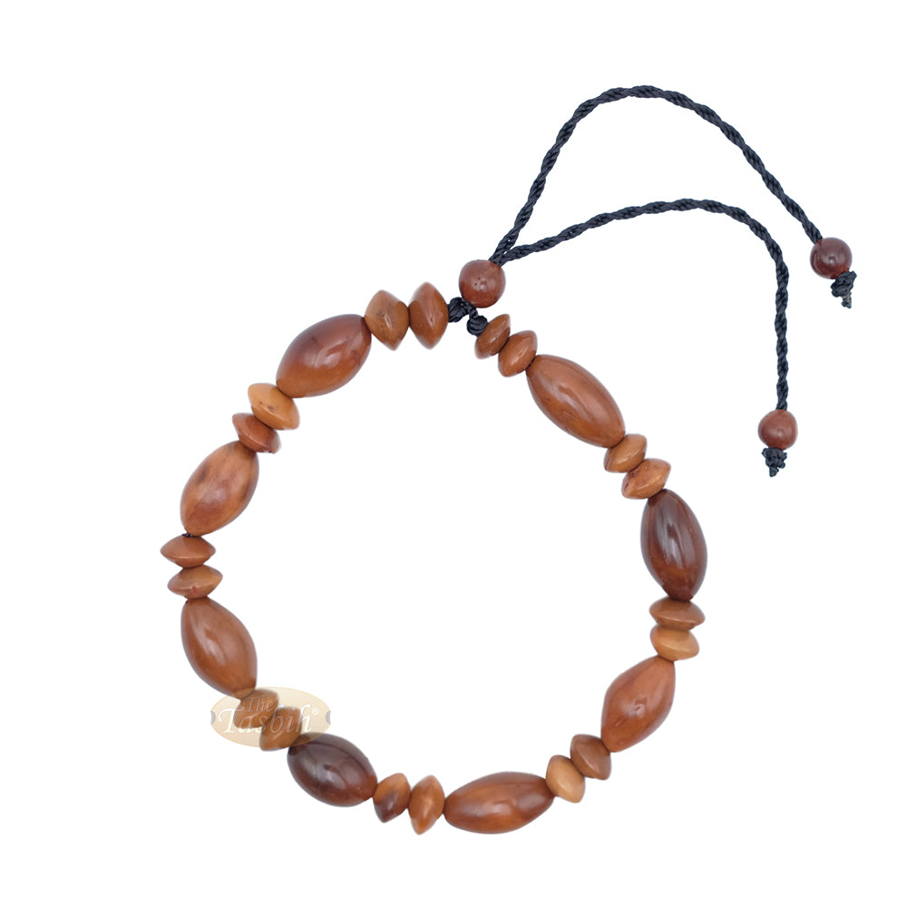 Small Kuka 26ct Adjustable Bracelet - Handcrafted 8x13 mm Elongated Genuine Natural Brown Color Shiny Seed Beads