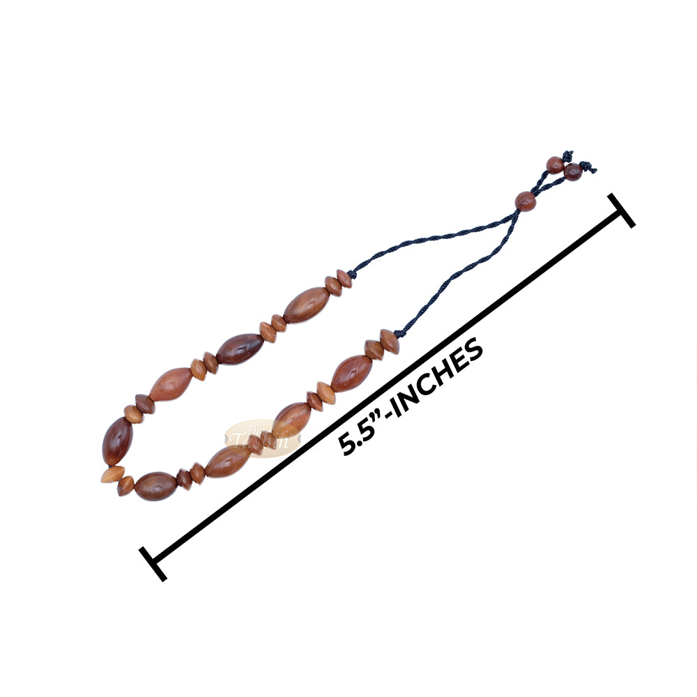 Small Kuka 26ct Adjustable Bracelet – Handcrafted 8x13mm Elongated Genuine Natural Brown Color Shiny Seed Beads in Gift Box