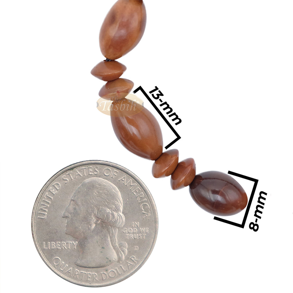 Small Kuka 26ct Adjustable Bracelet - Handcrafted 8x13 mm Elongated Genuine Natural Brown Color Shiny Seed Beads