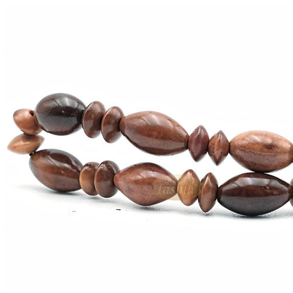 Small Kuka 26ct Adjustable Bracelet – Handcrafted 8×13 mm Elongated Genuine Natural Brown Color Shiny Seed Beads