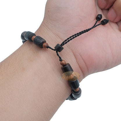 Medium Kuka 27ct Adjustable Bracelet - Handcrafted 8 mm Barrel 5 mm Round Genuine Natural Color Shiny Seed Beads