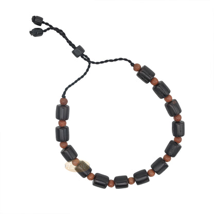 Medium Kuka 27ct Adjustable Bracelet - Handcrafted 8 mm Barrel 5 mm Round Genuine Natural Color Shiny Seed Beads