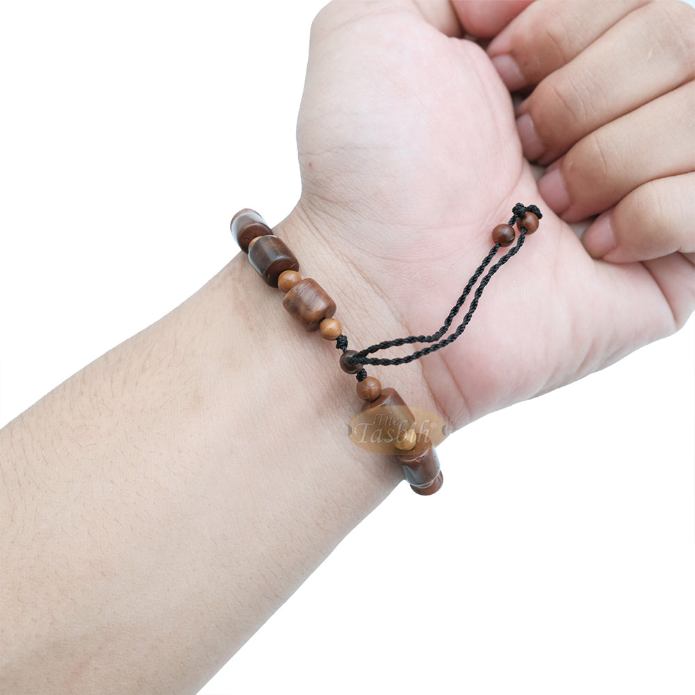 Brown Medium Kuka 29ct Prayer Bracelet - Handcrafted 8 mm Barrel 5 mm Round Genuine Natural Color Shiny Seed Rosary Beads in Gift Box