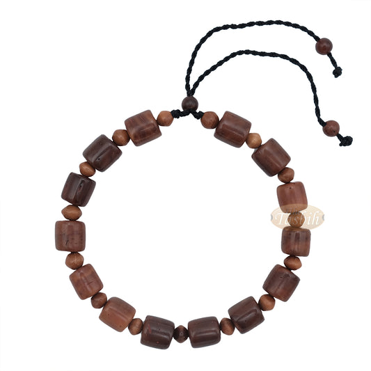 Brown Medium Kuka 29ct Prayer Bracelet - Handcrafted 8 mm Barrel 5 mm Round Genuine Natural Color Shiny Seed Rosary Beads in Gift Box