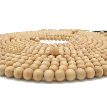 1000-Bead Citrus Wood (Kemuning) Tasbih - 8 mm Prayer Beads - Subha Misbaha with Beautiful Black Tassels
