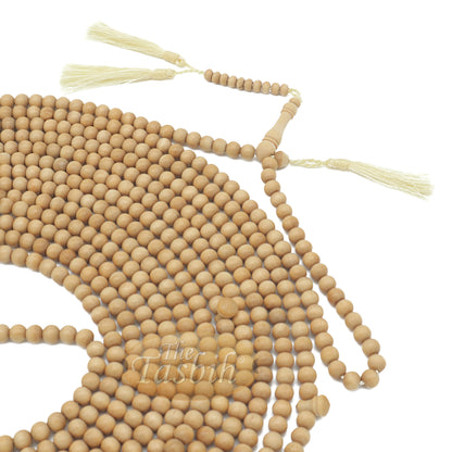 1000-Bead Exotic Yellow Citrus Wood (Kemuning) Tasbih - 8 mm Prayer Beads - Subha Misbaha with Beautiful Tassels