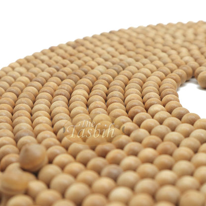 1000-Bead Exotic Yellow Citrus Wood (Kemuning) Tasbih – 8 mm Prayer Beads – Subha Misbaha with Beautiful Tassels
