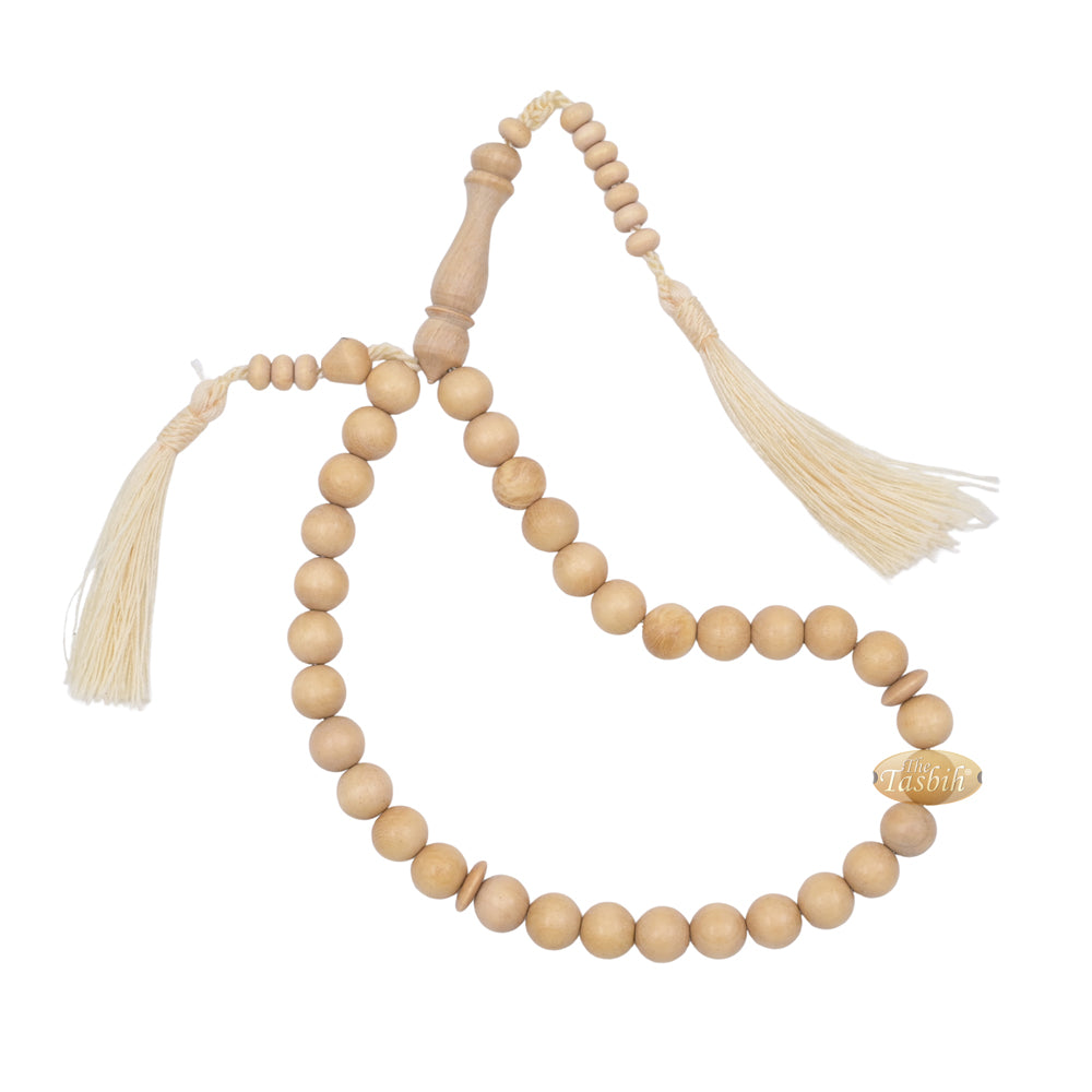 Handcrafted Citrus Wood 33-Bead Dhikr Prayer Tasbih Beigi Tassels 10 mm Beads