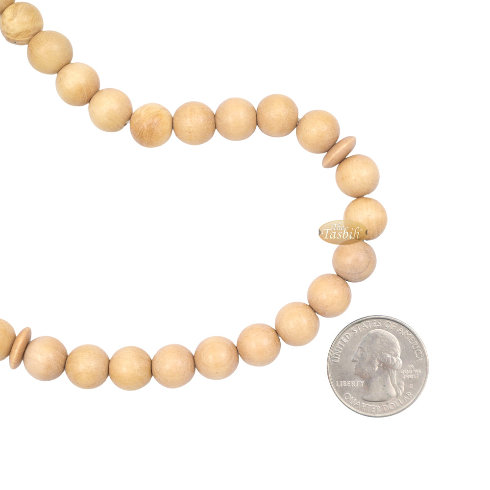 Handcrafted Citrus Wood 33-Bead Dhikr Prayer Tasbih Beigi Tassels 10 mm Beads