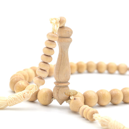 Handcrafted Citrus Wood 33-Bead Dhikr Prayer Tasbih Beigi Tassels 10 mm Beads