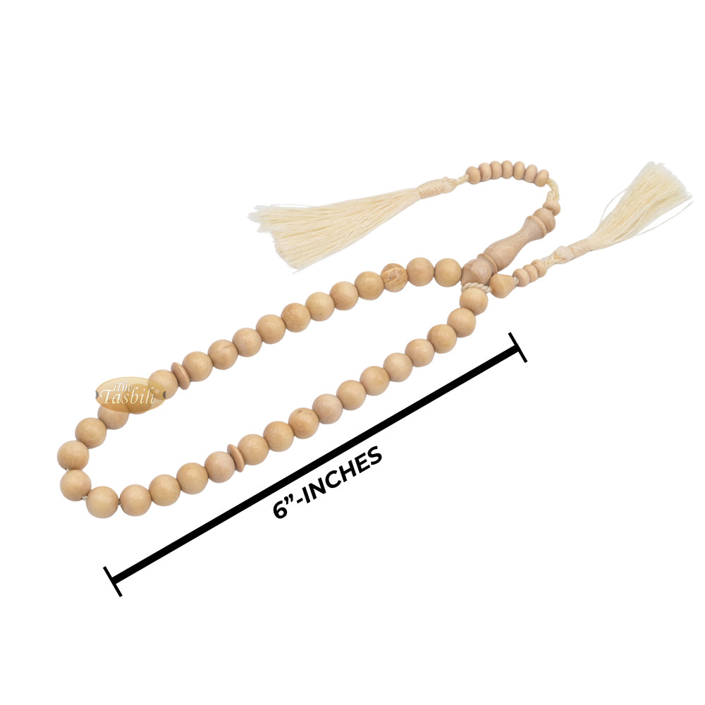 Handcrafted Citrus Wood 33-Bead Dhikr Prayer Tasbih Beigi Tassels 10 mm Beads