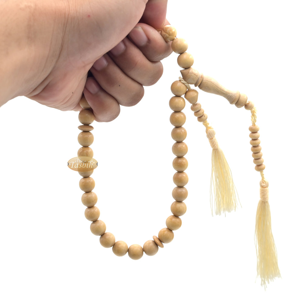 Handcrafted Citrus Wood 33-Bead Dhikr Prayer Tasbih Beigi Tassels 10 mm Beads