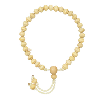 Natural Citrus Wood Tasbih Bracelet 33 Bead Misbaha with Contoured 6x11mm Beads Adjustable 6-10 Inches
