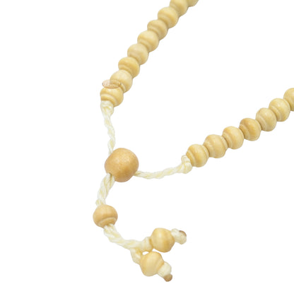Natural Citrus Wood Tasbih Bracelet 33 Bead Misbaha with Contoured 6x11mm Beads Adjustable 6-10 Inches