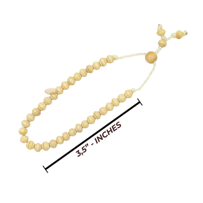 Natural Citrus Wood Tasbih Bracelet 33 Bead Misbaha with Contoured 6x11mm Beads Adjustable 6-10 Inches