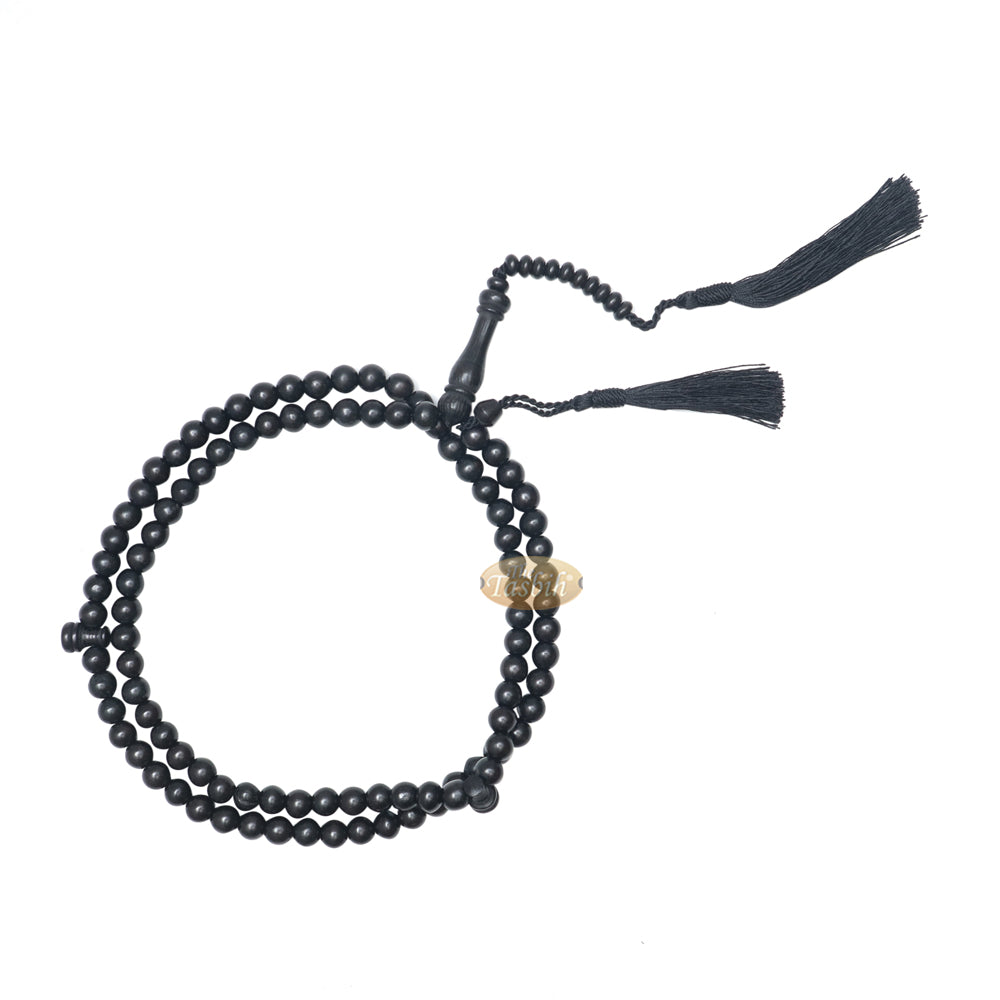 Tasbih Kayu Jeruk Hitam 8 mm Buatan Tangan 99 Butir dengan Rumbai Hitam
