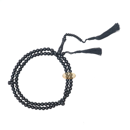Tasbih Kayu Jeruk Hitam 8 mm Buatan Tangan 99 Butir dengan Rumbai Hitam