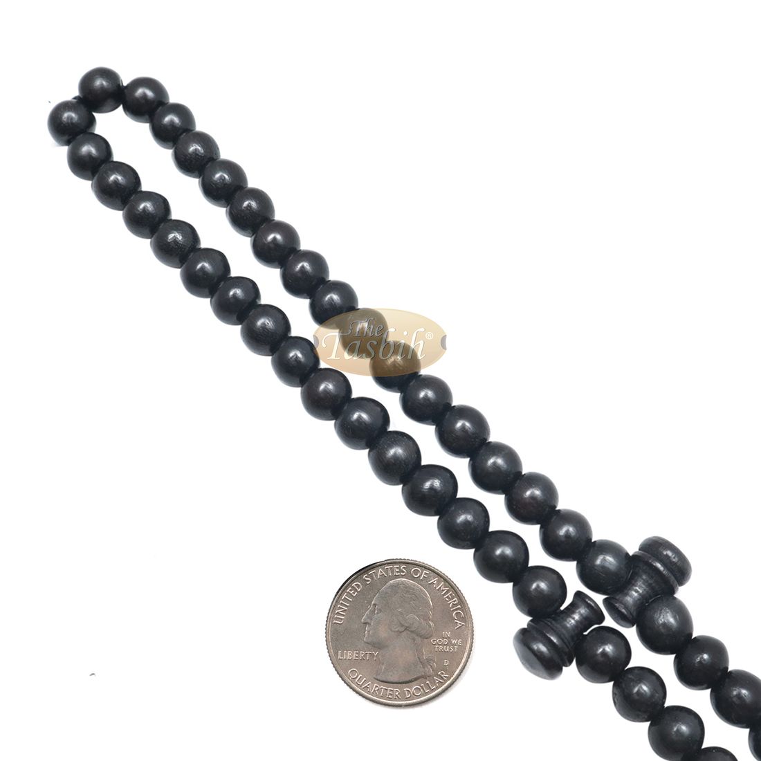 Handcrafted 8mm Black Citrus Wood Tasbih 99-beads with Black Tassel