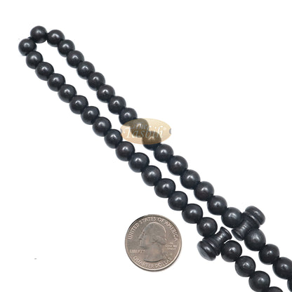 Tasbih Kayu Jeruk Hitam 8 mm Buatan Tangan 99 Butir dengan Rumbai Hitam