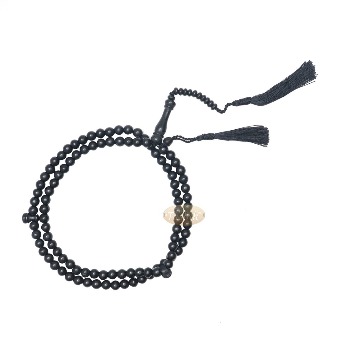 Handcrafted 8mm Black Citrus Wood Tasbih 99-beads with Black Tassel