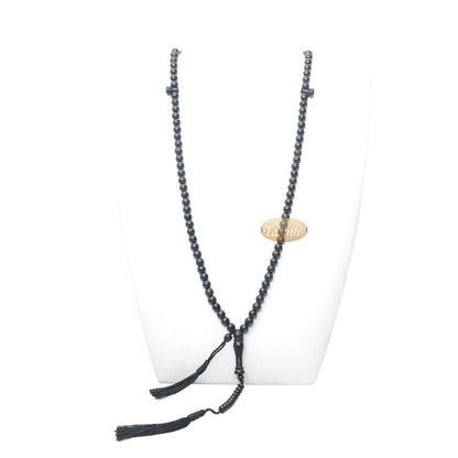 Handcrafted 8 mm Black Citrus Wood Tasbih 99-Beads with Black Tassel