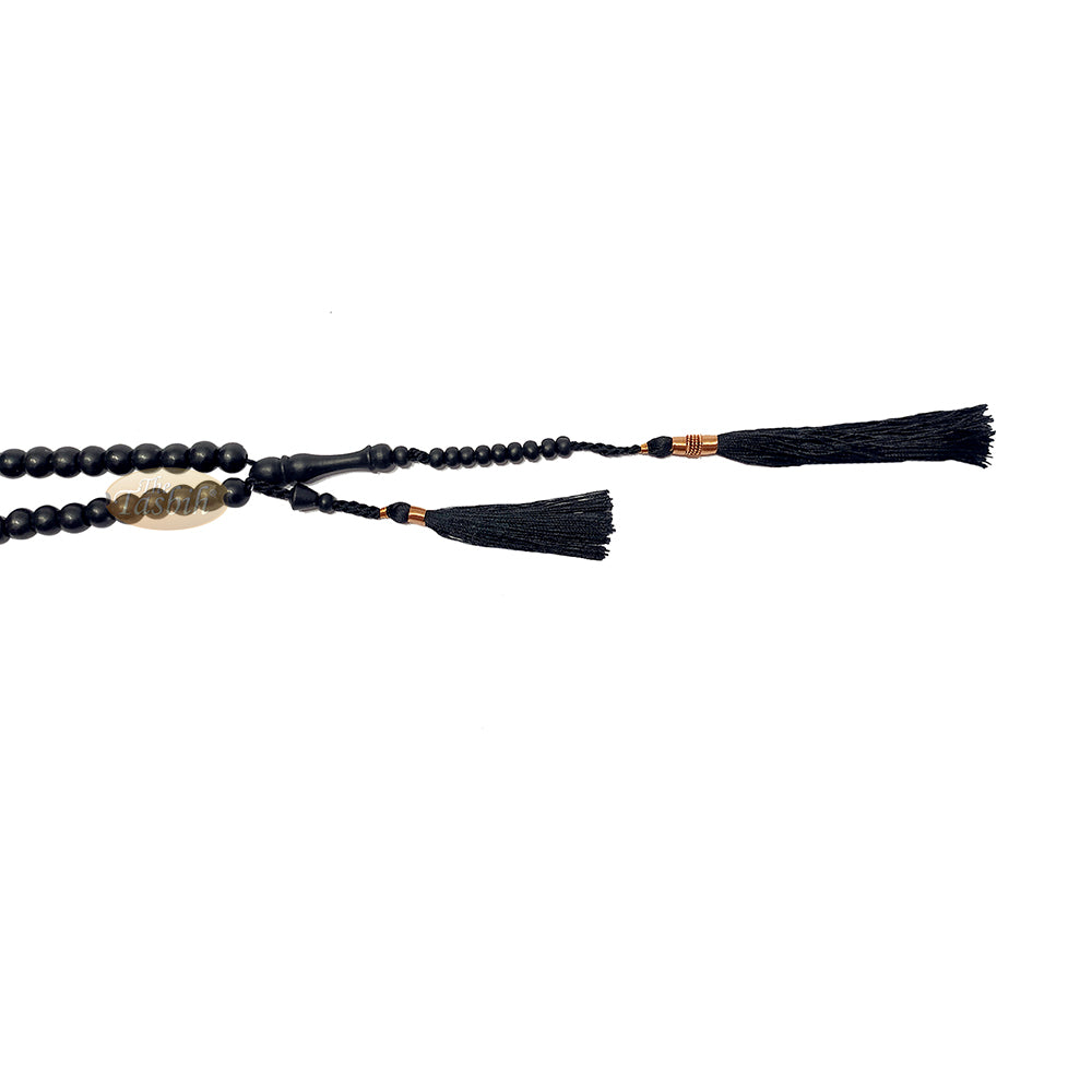 Black Citrus Wood Handcrafted Tasbih with Copper Wire-decorated Tassels