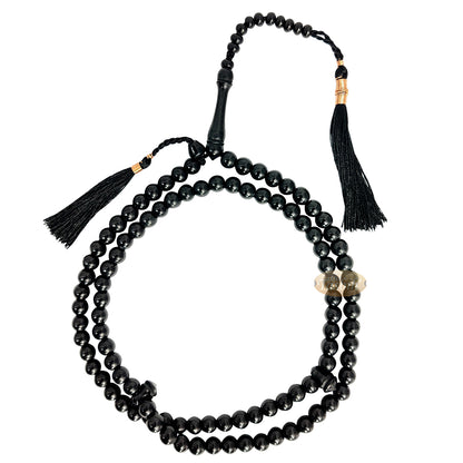 Black Citrus Wood Handcrafted Tasbih With Copper Wire-Decorated Tassels