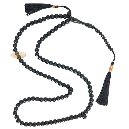 Black Citrus Wood Handcrafted Tasbih With Copper Wire-Decorated Tassels