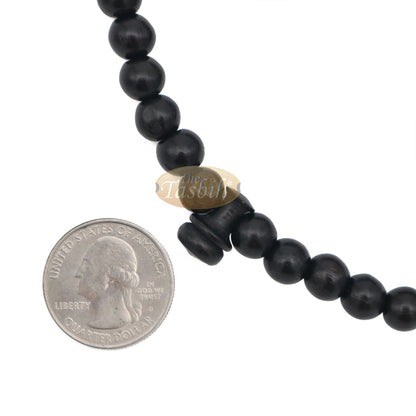 Natural Handcrafted 9mm Black Beads Wooden Tasbih 99-Beads With Black Tassel