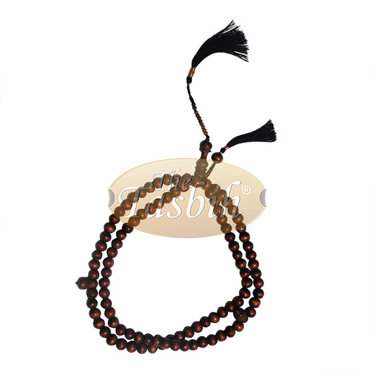 Handmade Large Dark Brown 14mm Citrus Wood Tasbih Copper-Wired Tassels