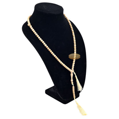 Natural Yellow Citrus Wood Islamic Prayer Beads, 6-mm, 99-Bead Tasbih Rosary