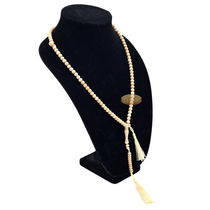 Natural Yellow Citrus Wood Islamic Prayer Beads, 6-mm, 99-Bead Tasbih Rosary