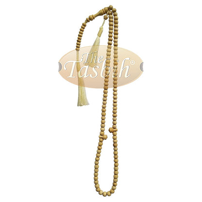 Natural Yellow Citrus Wood Islamic Prayer Beads, 6-mm, 99-Bead Tasbih Rosary
