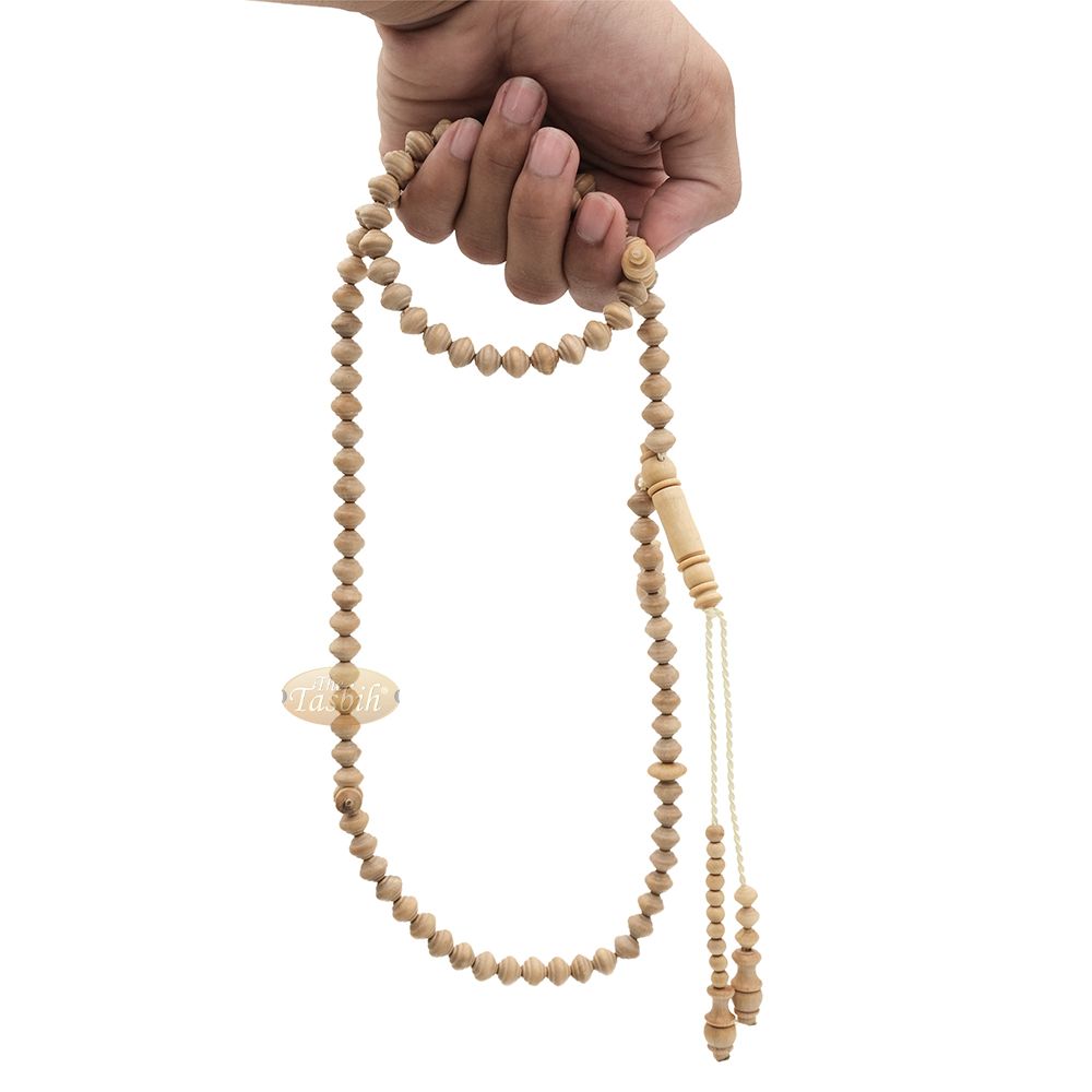 Yellow Citrus Natural 8×9 mm Handcrafted 99-bead Muslim Prayer Beads Tasbih – Genuine Color Shiny Seed Islamic Rosary in Gift Box