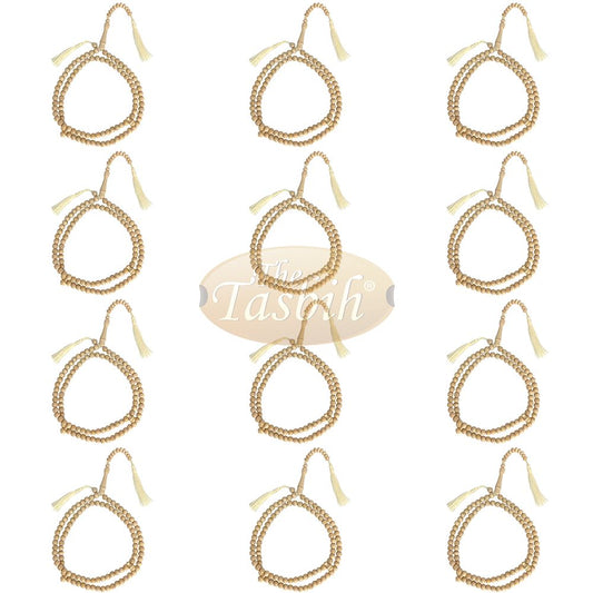 Lot of 12 Natural Yellow Citrus Tasbihs 8 mm 99-Bead Prayer Beads 2 Tassels